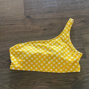 Old Navy Yellow Checkered One-Strap Bikini Top